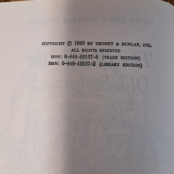 Nancy Drew The Clue In The Old Stage Coach Hard Cover Book #37 1960 - Picture 3 of 6